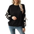 thumbnail image 2 of Long Sleeve with Bows Cute Sweatshirts for Women 2025 Fall Winter Casual Crewneck Sweatshirt Pullover Tops, 2 of 7