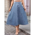 thumbnail image 5 of Women's A Line High Wasited Long Maxi Jean Below Knee Length Flared Midi Denim Skirts Skirt Light Blue S, 5 of 9