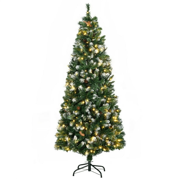 6' Skinny Prelit Artificial Christmas Tree with Snowdipped Tips