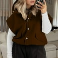 thumbnail image 6 of Womens Vests Plus Size Fall Sleeveless Coat Zip Up Outerwear with Pockets(Brown S), 6 of 6