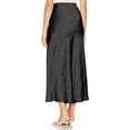 thumbnail image 5 of WCMZJ Women's Satin High Waisted Side Split Maxi Skirt Zipper Elegant Work Skirts Party A-Line Skirts Black S, 5 of 6
