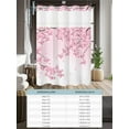 thumbnail image 6 of No Hook Cloth Fabric Shower Curtain with Snap in Liner, Cherry Blossom Waterproof Shower Curtains Set with See Through Top Window, Gradient Tree Pink Flower Plant Bath Curtains Shower 72"x84", 6 of 6
