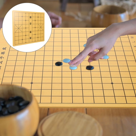 EXHUMKY Chinese Chess Board Dual-sided Chessboard Wood for All Ages with Storage for Pieces 1 Piece