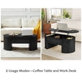 thumbnail image 6 of Wirrytor Lift Top Coffee Table with Storage and Open Storage Shelf, Oval Coffee Table  for Living Room, Elliptical Arc Design,Waveform Panel, Fluted Center Table,Black, 6 of 9