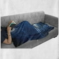 thumbnail image 6 of Ocean Soft Flannel Fleece Throw Blanket, Dramatic Photo of a Nighttime Sky Full Moon over a Calm Ocean Scene in Maui Hawaii, Cozy Plush for Indoor and Outdoor Use, 70" x 90", Navy White, by Ambesonne, 6 of 6
