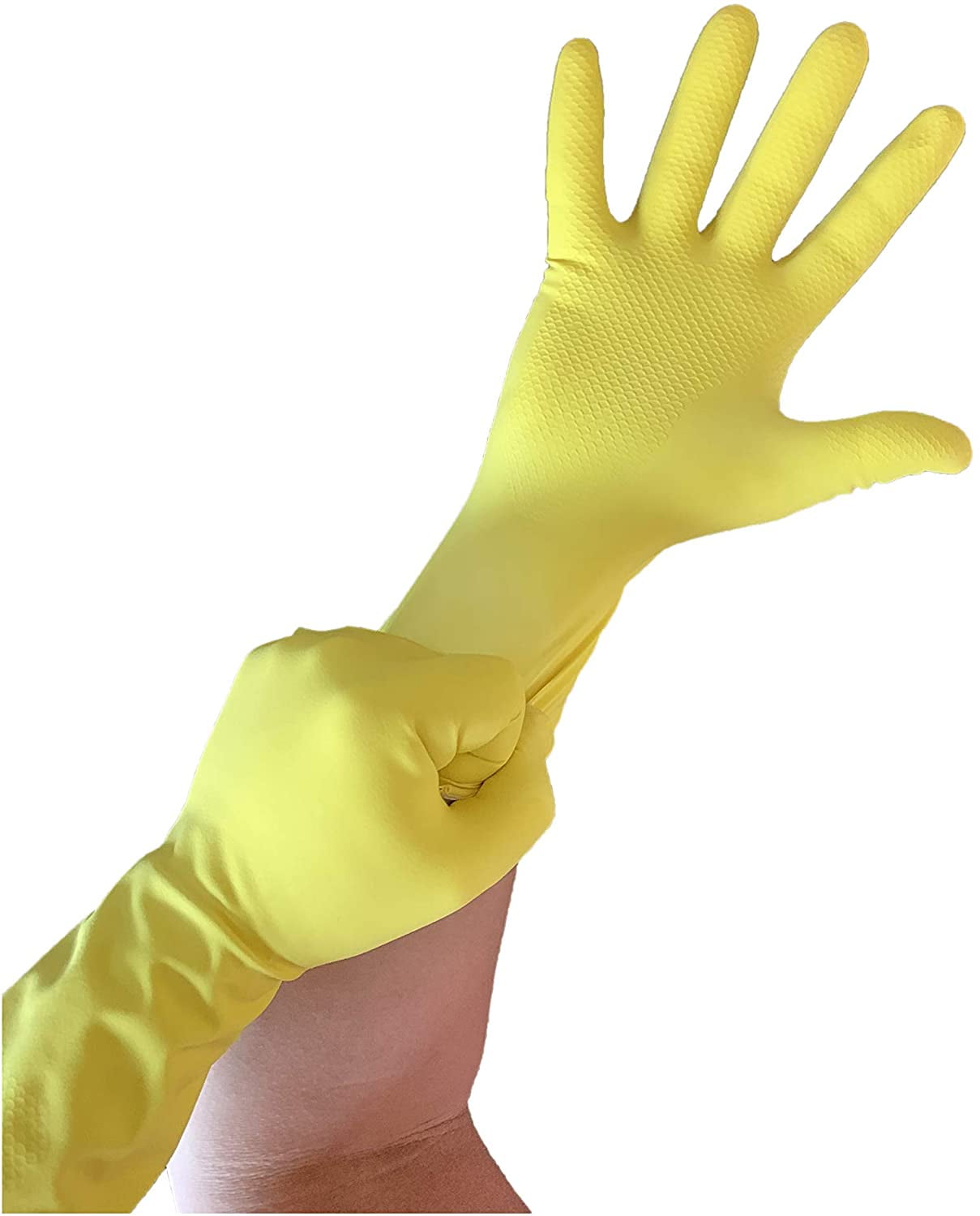 12 PAIRS OF YELLOW LATEX GLOVES HOUSEHOLD WASHING UP CLEANING HYGIENE PROTECTIVE 