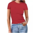 thumbnail image 1 of Eres Más Que una Camisa de Puntuación de Prueba Sexy de Manga Corta Lentejuelas Suelta Camisa de Blusa con Cuello en V, Poliéster, 1 of 6