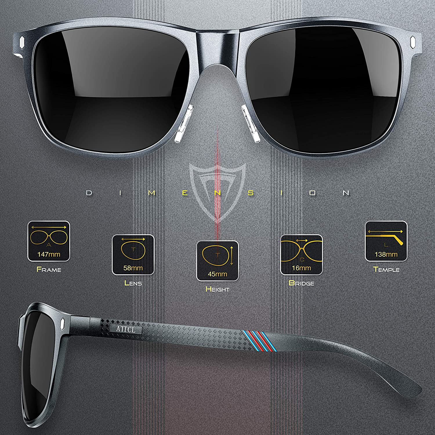 ATTCL Male Retro Driving Polarized Sunglasses for Men Al-mg Metal Frame  Ultra Light 