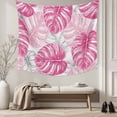 thumbnail image 5 of Pink Palm Leaf Tapestry for Bedroom Wall Hanging Tapestry, Tropical Vintage Grey Summer Plant Ceiling Backdrop Tapestries Poster Blanket Wall Decor for Teens Room Living Room Dorm 55" x 73", 5 of 8