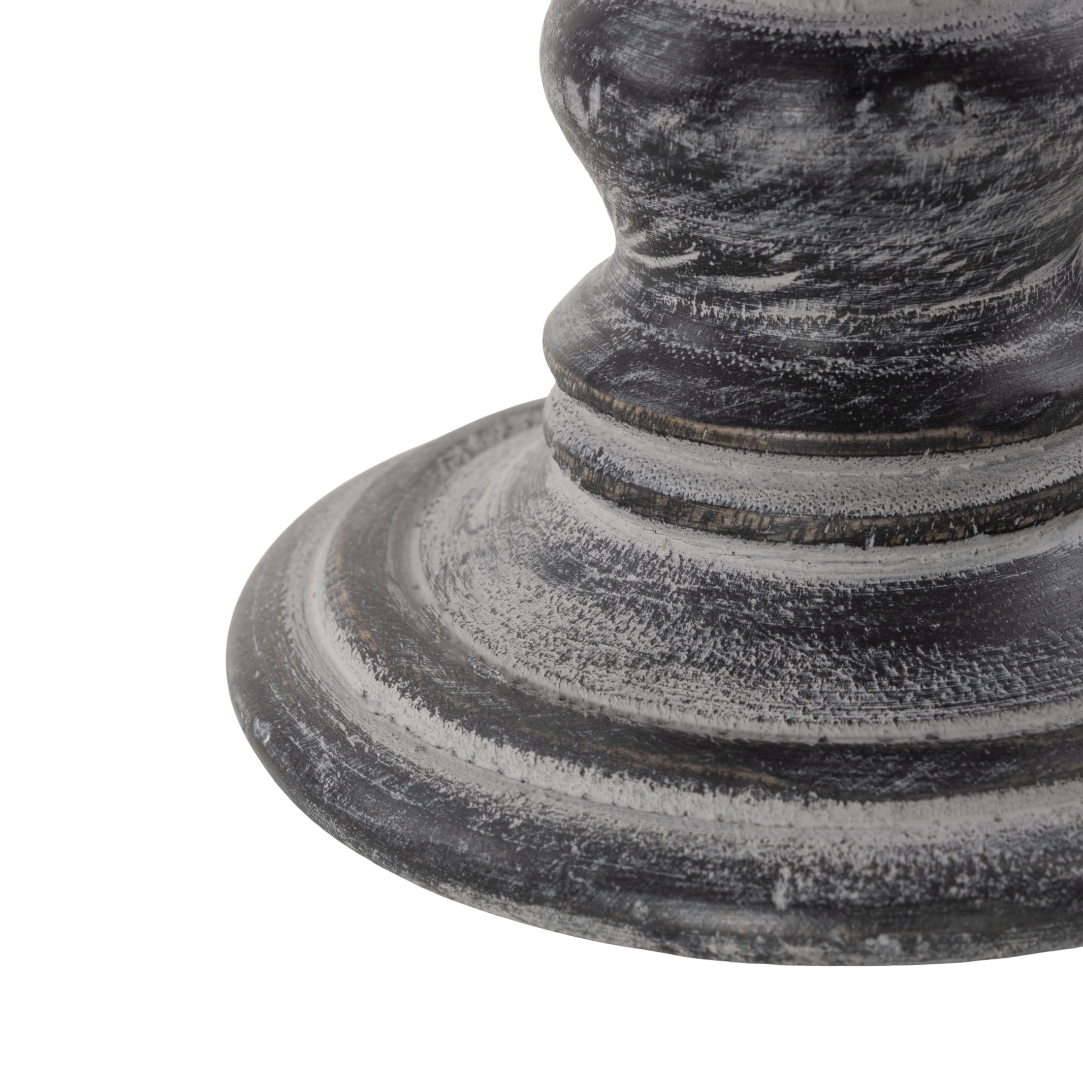 DecMode 3 Candle Black Mango Wood Whitewashed Turned Candle Holder, Set of 3