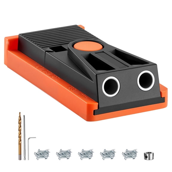 Pocket Hole Jig Kit, Adjustable 1/2"-1-1/2", w/ Drill Bits & Screws, for Woodworking