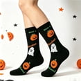 thumbnail image 4 of Funny Halloween Crew Socks, Skeleton Pumpkin Pattern Socks, Stretchy Comfort Halloween Socks, Funny Spooky Novelty Socks, Halloween Gift | TruHer,Multicolou Free Size, 4 of 6