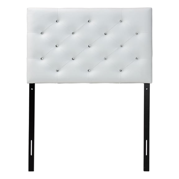 Bowery Hill Faux Leather Upholstered Twin Headboard w/ Hardwood Frame in White