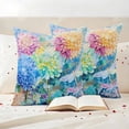 thumbnail image 3 of Spring Flowers Pillow Covers 2 Pack Watercolor Pink Yellow Blue Green Floral Blue Purple Dragonfly Pillowcase Waterproof Outdoor Throw Pillow Cover for Patio Garden Square Cushion 18”x18”, 3 of 9