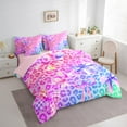 thumbnail image 4 of Manfei Vintage Purple Ribbon 7-Piece Bedding Comforter Set for Kids, Chic Cheetah Print King Bedding Sets, Fashion Bowknot Rainbow Reversible Bed Sheets, Lightweight Room Decor, 4 of 8