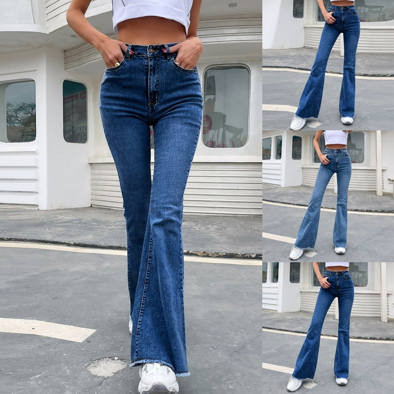 VEKDONE 2023 Clearance Flare Jeans for Women, Women's High Waist Stretch  Bell Bottom Jeans Slim Fit Pockets Flared Bootcut Denim Jeans Pants