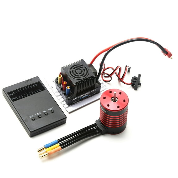 GTSKYTENRC 3650 Brushless Motor 3100KV Waterproof Motor 60A ESC T Plug Programming Card for 1/10 RC Car Truck