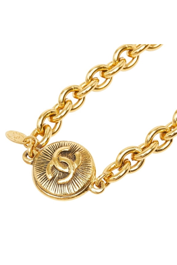 Pre-Owned Chanel Coco Mark GP Chain Necklace, Gold Plated, Women's.