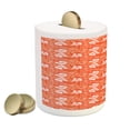 thumbnail image 2 of Burnt Orange Piggy Bank, Hawaiian Hibiscus Pattern with Swirls and Curves on Background, Ceramic Coin Bank Money Box for Cash Saving, 3.6" X 3.2", Burnt Orange and White, by Ambesonne, 2 of 4