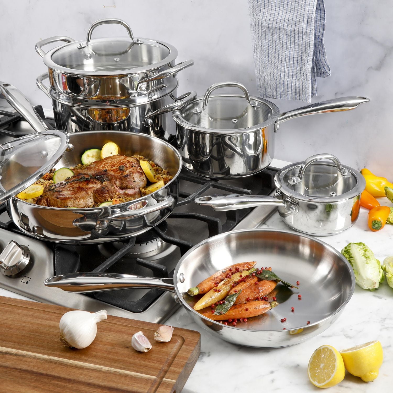 Kenmore Devon 10-Piece Stainless Steel Cookware Set
