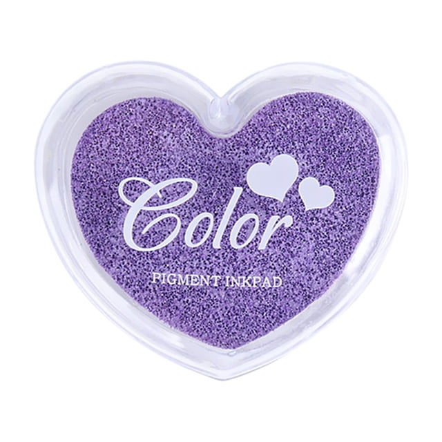 Vibrant Mini Heart-Shaped Craft Ink Pad Set for DIY Stamping - Non-Toxic, Water-Soluble, Perfect for Kids' Art Projects in Various Colors Including Purple