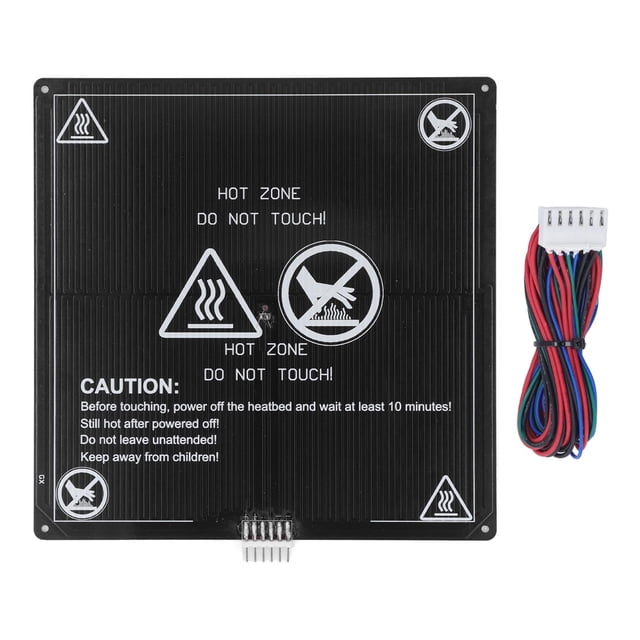 Cama caliente para impresora 3D de aluminio de 220 x 220 mm y 3 mm de grosor con cable de 90 cm y 12 V CC.