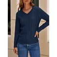 thumbnail image 4 of DOKOTOO Sweaters for Women Cable Knit Pullover Sweaters Long Sleeve V Neck Sweaters Jumper Tops, 4 of 7