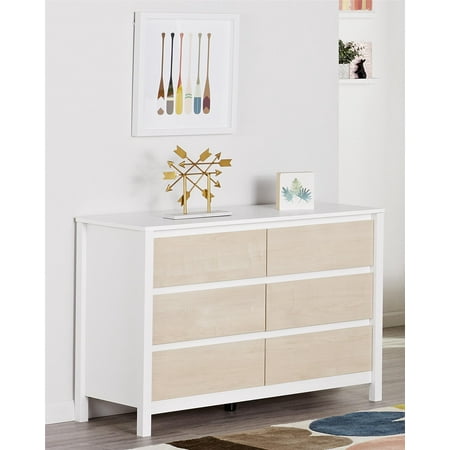Novogratz Addison 6 Drawer Dresser Natural And White Walmart Com