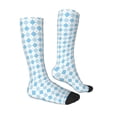 thumbnail image 3 of Fotbe Blue and White Squares print Women's Men's Novelty Crew Socks Cotton Socks Knee High Socks for Walking,Running,Nurses,Pregnancy, 3 of 9