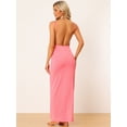 thumbnail image 4 of Vestido largo cruzado Allegra K de algodón sin espalda tiras de espagueti playa Rosa XL, 4 of 6