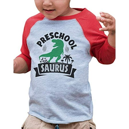 

7 ate 9 Apparel Kid s Dinosaur Preschool Saurus Red Raglan