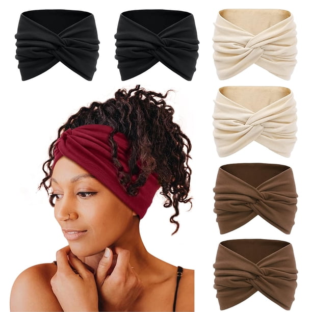 Paquete de 6 diademas bohemias anchas para mujer, turbante extragrande, diadema con nudo retorcido, accesorios para uso diario, entrenamiento, maquillaje, spa, yoga, lavado de cara y