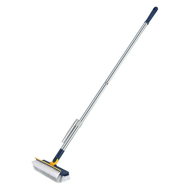 Brosse de Nettoyage pour Douche, Brosse à Récurer pour Nettoyage, Brosse à Récurer 2 en 1 Extensible avec Manche, Brosse à Joints, Brosse de Nettoyage en V à Poils Rigides avec Raclette