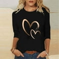 thumbnail image 2 of Womens Summer Tops Fashion Dual Heart Daily Shirts 3/4 Sleeve Casual Crewneck T Shirt Tunic Blouses, 2 of 5