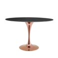 thumbnail image 1 of Dining Table, Oval, Artificial Marble, Metal Steel, Rose Gold Black, Modern Contemporary Urban Design, Kitchen Room Cafe Bistro Restaurant Hospitality, 1 of 6