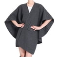 thumbnail image 2 of DPTALR Womens Comfort Solid Color Temperament Solid Color Woolen Cape Cape Jacket, 2 of 4