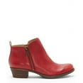 thumbnail image 2 of Lucky Brand Basel Garnet Red Leather Low Block Heel Fashion Ankle Booties Wide (Garnet Red, 6), 2 of 6
