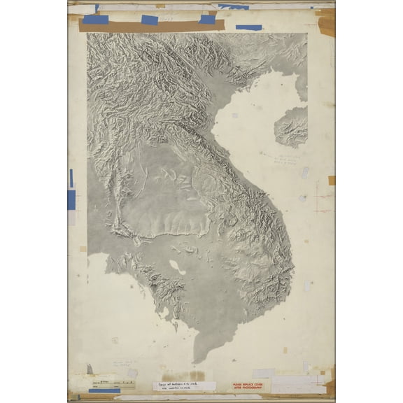 24"x36" Gallery Poster, cia terrain map vietnam cambodia laos thailand p1