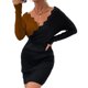 thumbnail image 2 of Vestido de punto con manga de muñeca,Vestido de punto Vestido de punto ondulado con cuello en V Valor inmejorable, 2 of 7