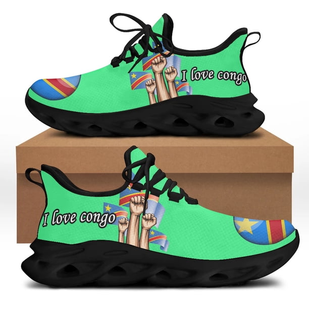 Zapatillas deportivas gruesas y transpirables de verano para hombre, para todas las estaciones, con diseño de la bandera del Congo, suela gruesa patriótica, calzado que aumenta la altura.