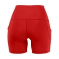 thumbnail image 5 of Summer Pants for Women Lady Solid Pocket High Waist Stretch Underpants Running Fitness Yoga Shorts Casual Yoga Pants Women Petite Bottoms Cropped Running Zipper Fall Attire Brocade Casual Red M, 5 of 5