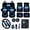 Blue Rose Butterfly, variant on Dog Paw Car Interior Cover Sets, Front Rear Seat Covers with Steering Wheel Cover Floor Mats Car Seat Belt Pads Center Console Covers Cute Cup Coaster Keychain, 17 PCS, Brown