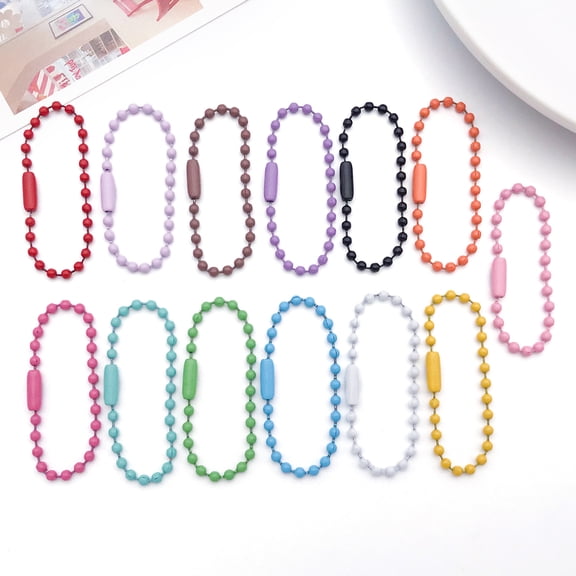 Acrijoy 50 Count Multicolor 10 cm Enamel Ball Bead Chains Alloy for DIY Bags, Keychains and Crafts