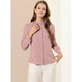 thumbnail image 2 of Blusa de las camisas de manga larga abotonadas del cuello del soporte de la oficina del trabajo de las mujeres Rosa L, 2 of 6