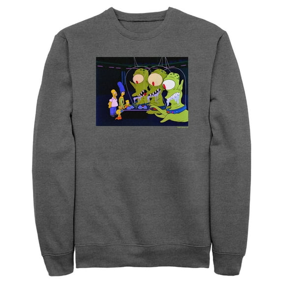 Men's The Simpsons Kang and Kodos  Sweatshirt Charcoal Heather 3X Large