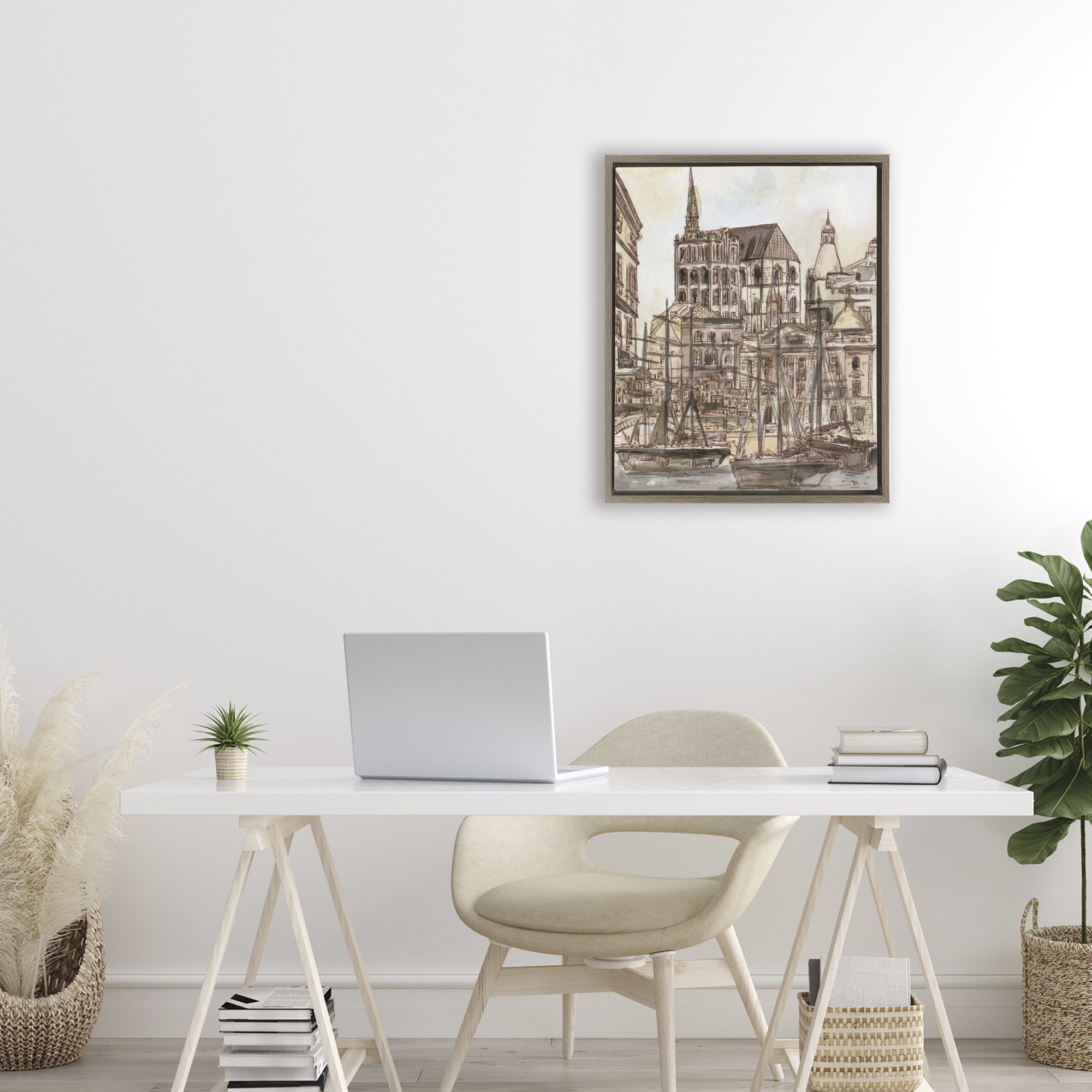 Stupell Industries Harbor of Salted Remnants Brown Framed Floater Canvas Wall Art, design by Melissa Wang