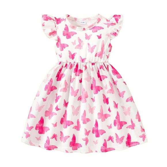 LUOGENLI Robe pour Filles Tout-Petits Manches Courtes Imprimés Robe de Danse Vêtements Jupe Maxi Ensembles 2 Pcs Décontractés 12-18 Mois