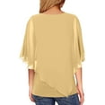 thumbnail image 5 of Tank Tops for Women Loose Chiffon Short Sleeve Flowing Shawl Double Layer Tunic Blouse O Neck Solid Vest Beige Summer Vacation Outfits Clothes L, 5 of 6