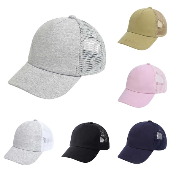 Oiyii Infant Boys Mesh‑Back Trucker Cap Solid Outdoor Baseball Hat Sun‑Protection Headwear, Dark Gray