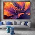 thumbnail image 2 of Mudket Purple and Orange Flower with Gold Accents Canvas Wall Art, Framed Floral Print, Ready to Hang Wall Decor for Living Room, Abstract Modern Artwork - 12"L x 8"W, 2 of 10